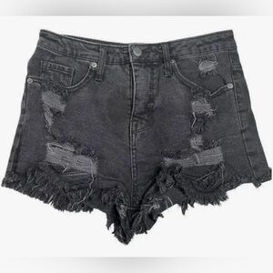 Mossimo Supply Co. Charcoal Black Distressed Denim Jean Shorts